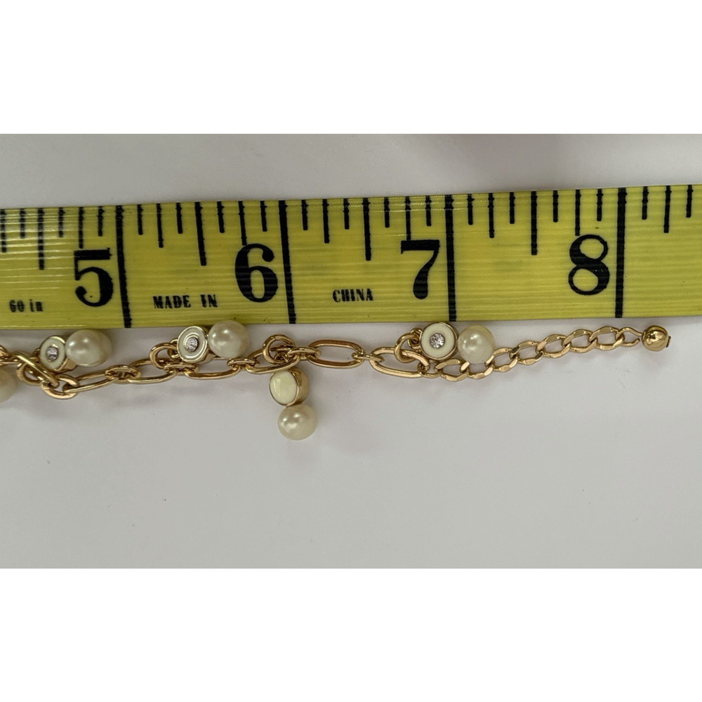 Kate Spade Pearly Delight Charm Bracelet Gold Tone Faux Pearls Crystal Charms - Picture 5 of 7